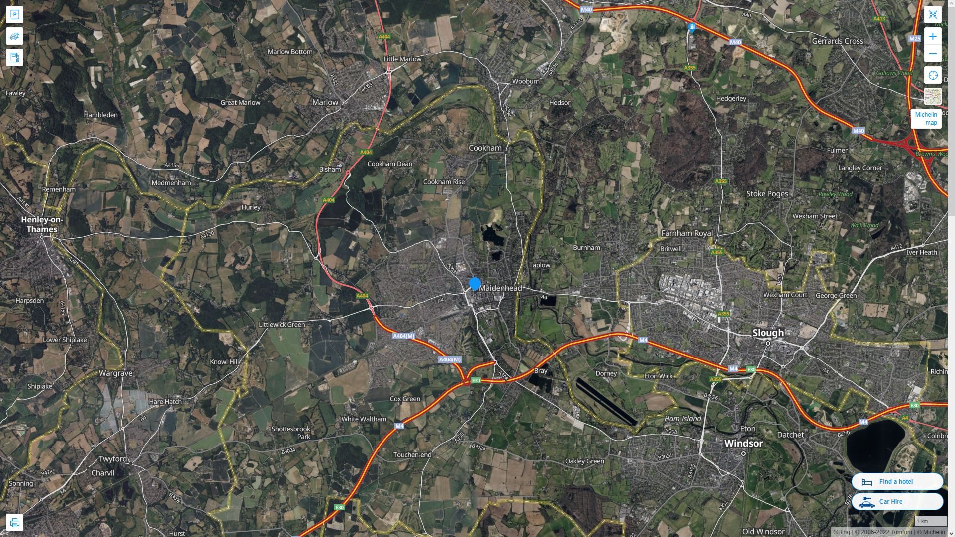 Maidenhead Royaume Uni Autoroute et carte routiere avec vue satellite